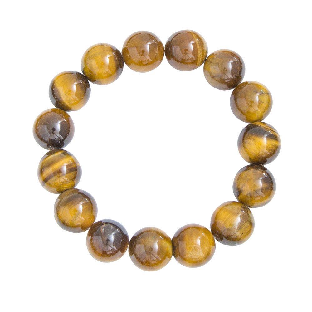 Bracelet Oeil de tigre Pierres boules 12mm - Voile Vanessa