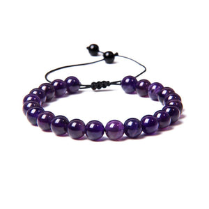 Amethyst-Armbandperlen, 8 mm verstellbare Kordel