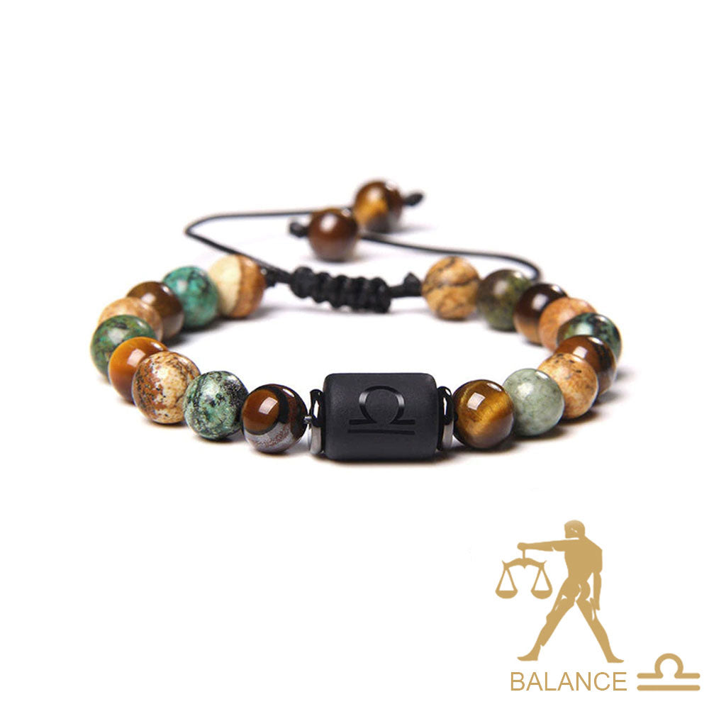 Bracelet Balance – Oeil de tigre, Turquoise, Jaspe – Cordon ajustable - Voile Vanessa