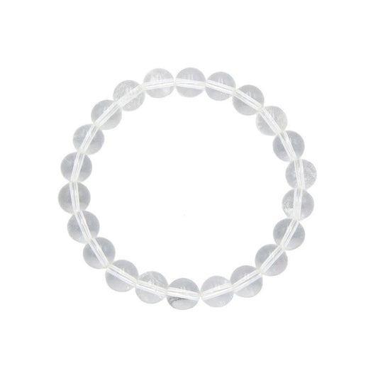 Bracelet Cristal de roche    Pierres boules 8mm