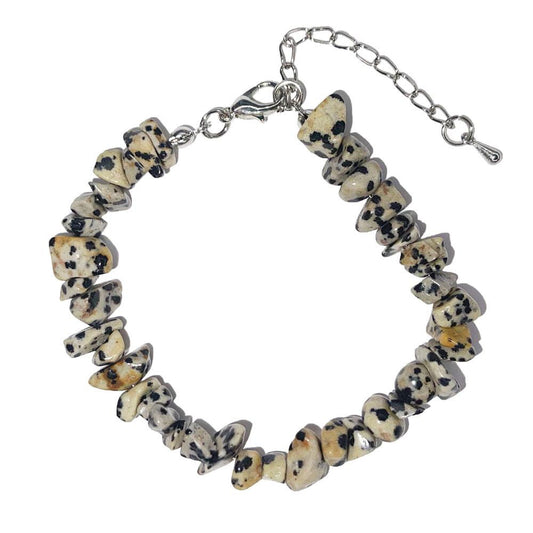 Bracelet Jaspe dalmatien   Baroque avec fermoir  19 à 23cm