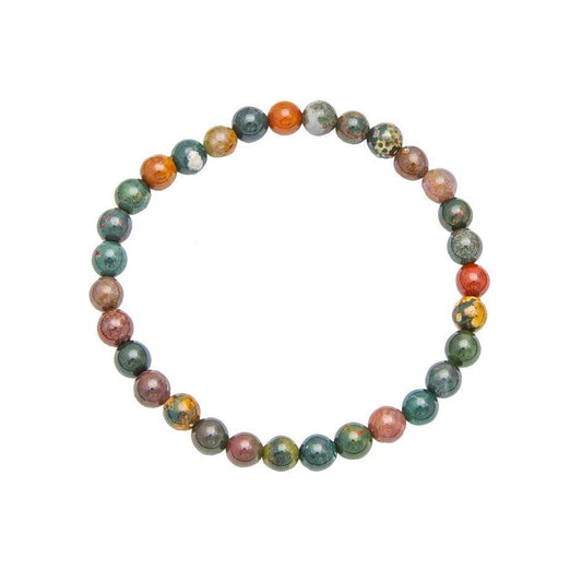 Bracelet Jaspe héliotrope  Pierres boules 6mm