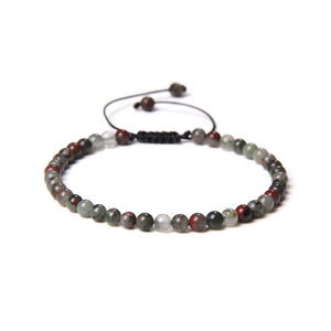 Heliotrope jasper bracelet 4mm ball stones adjustable cord