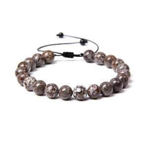 Snow Jasper bracelet 8mm ball stones adjustable cord