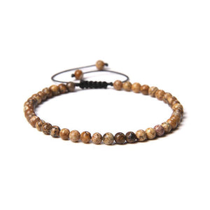 Landscape Jasper bracelet 4mm ball stones adjustable cord