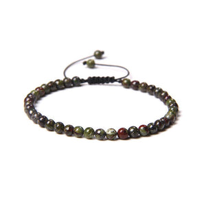 Blood jasper bracelet 4mm ball stones adjustable cord