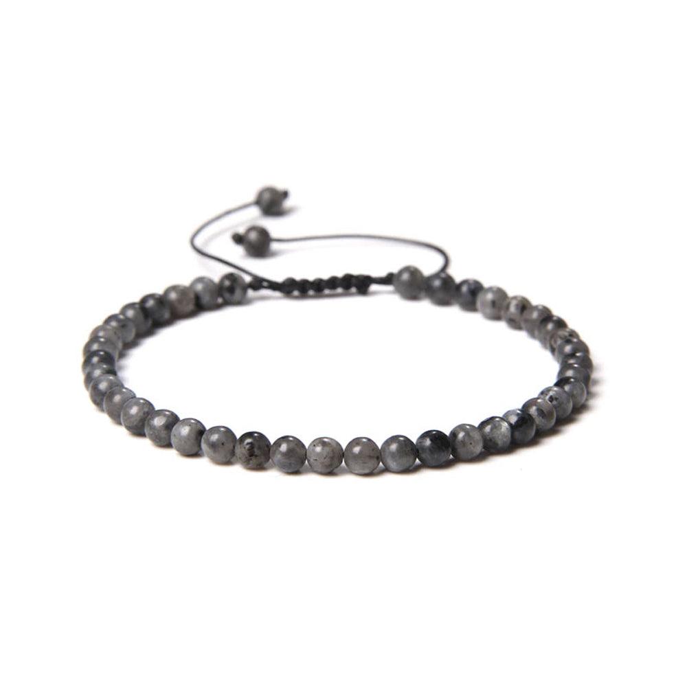 Bracelet Labradorite avec inclusions Pierres boules 4mm cordon ajustable - Voile Vanessa