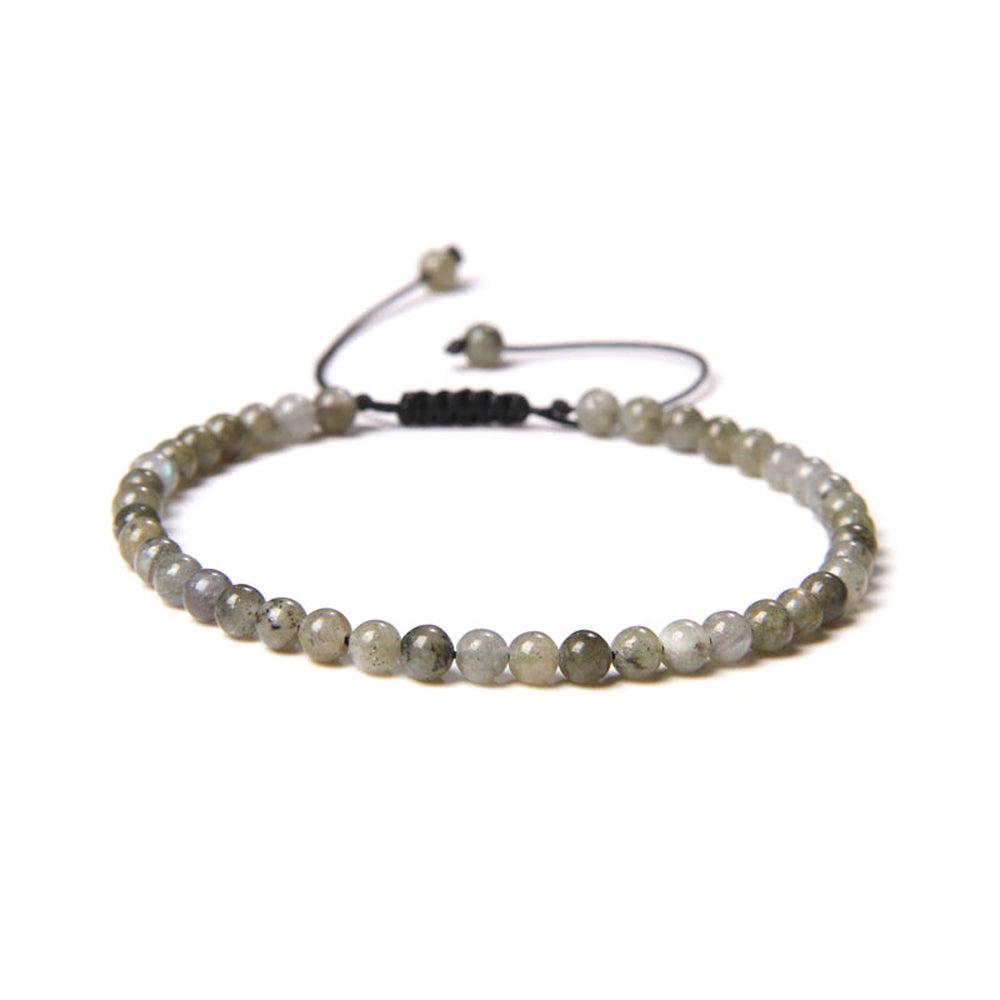 Bracelet Labradorite Pierres boules 4mm cordon ajustable - Voile Vanessa