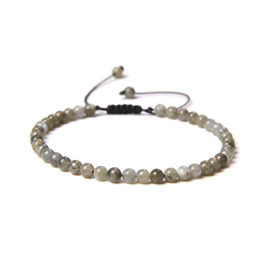 Bracelet Labradorite  Pierres boules 4mm cordon ajustable