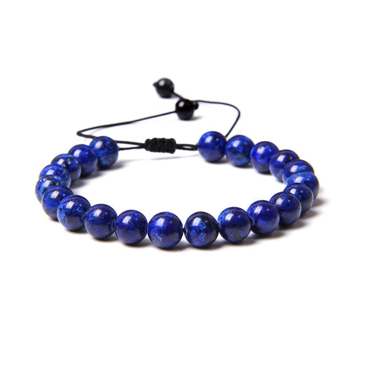 Bracelet Lapis-lazuli   Pierres boules 8mm cordon ajustable