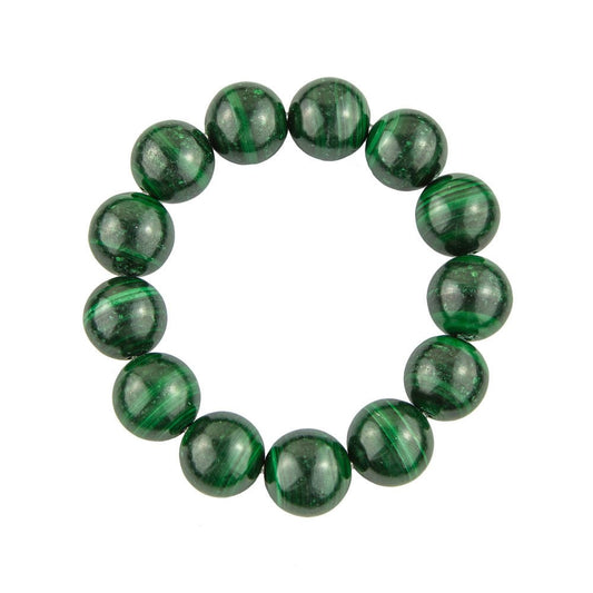 Bracelet Malachite   Pierres boules 14mm