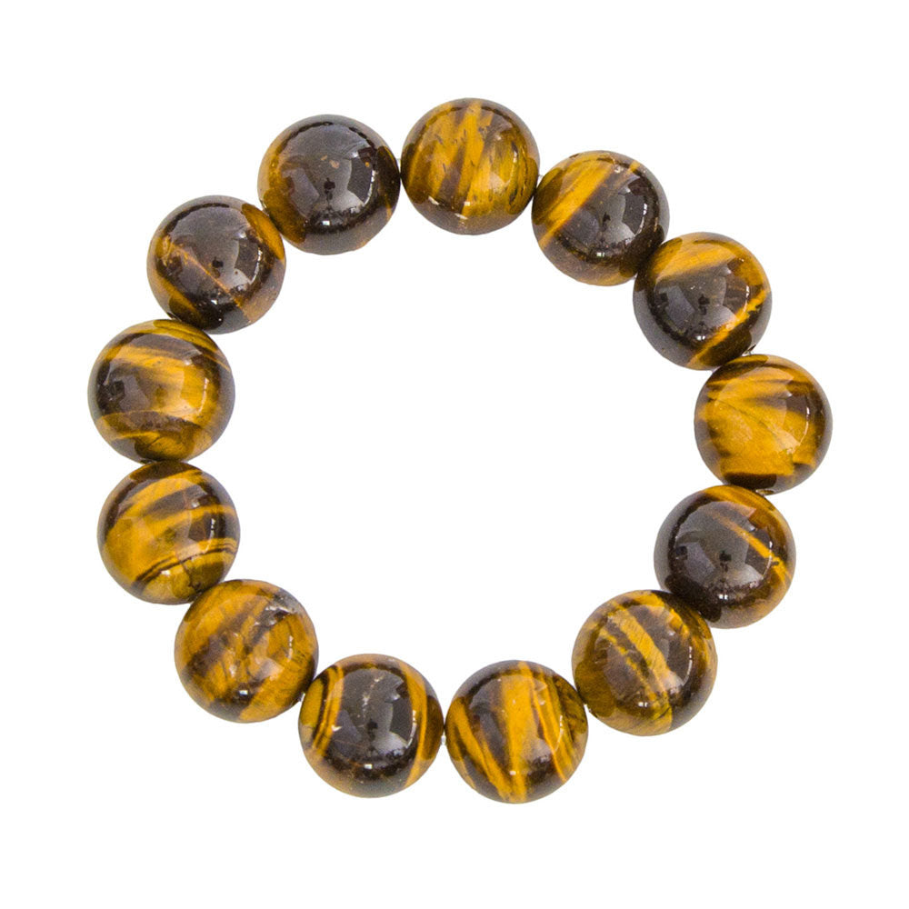 Bracelet Oeil de tigre Pierres boules 14mm - Voile Vanessa