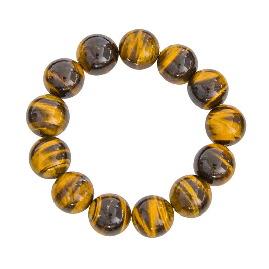 Bracelet Oeil de tigre Pierres boules 14mm - Voile Vanessa