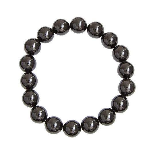 Bracelet Tourmaline noire   Pierres boules 10mm