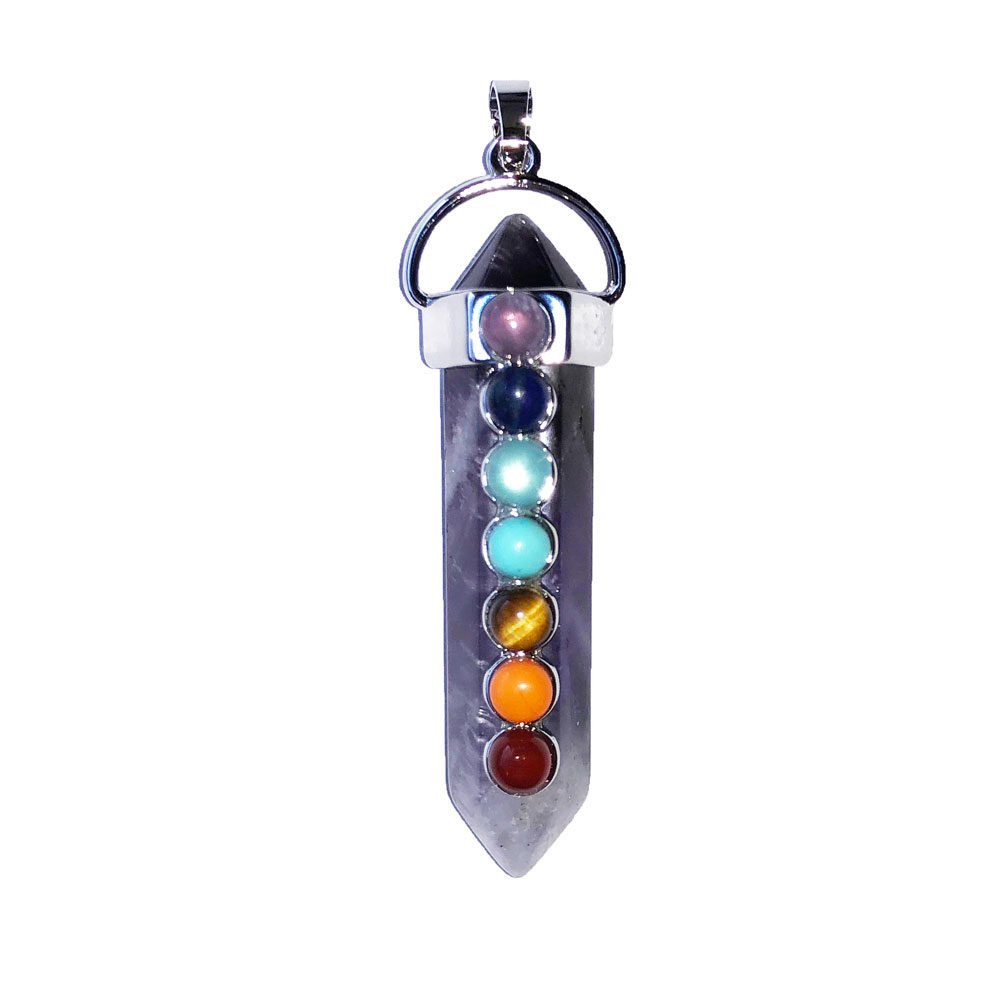 Pendentif 7 chakras Améthyste Pointe longue - Voile Vanessa