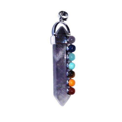 Pendentif 7 chakras Améthyste Pointe longue - Voile Vanessa