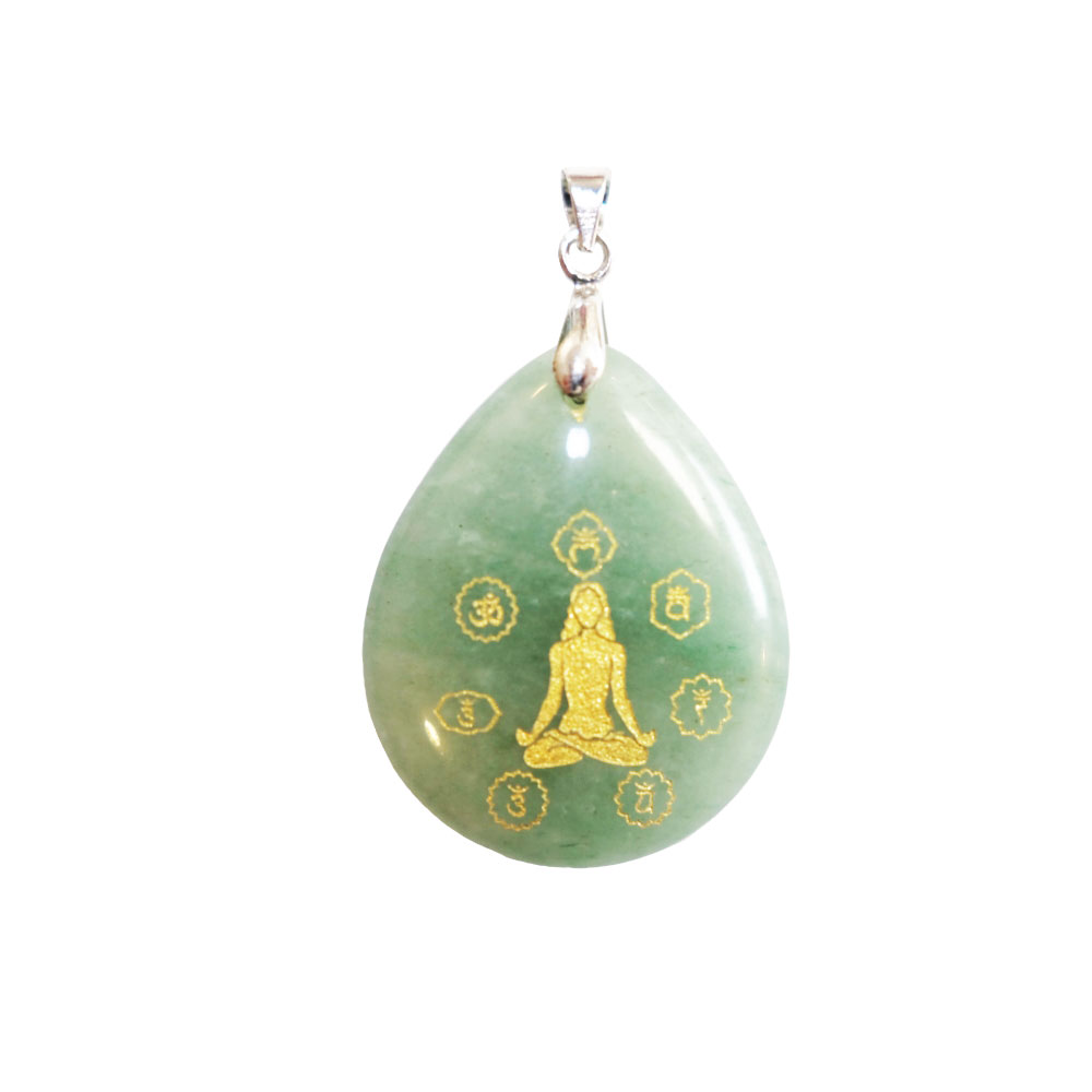 Pendentif Aventurine verte Yoga 7 chakras - Voile Vanessa