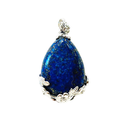 Pendentif Lapis-lazuli Goutte fleurie - Voile Vanessa