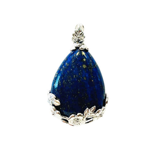 Pendentif Lapis-lazuli Goutte fleurie - Voile Vanessa