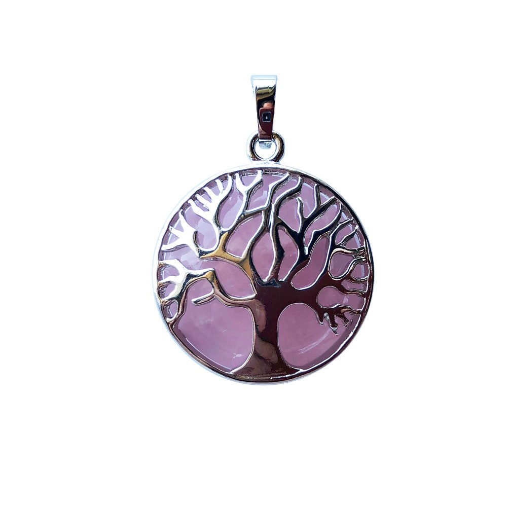 Pendentif Quartz rose Arbre de vie - Voile Vanessa