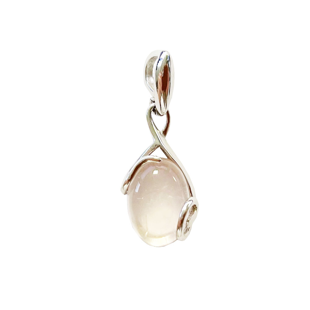 Pendentif Quartz rose “Océane” Ovale Argent 925 - Voile Vanessa