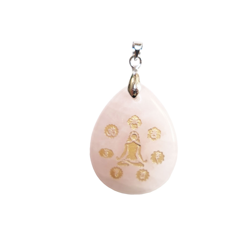 Pendentif Quartz rose Yoga 7 chakras - Voile Vanessa