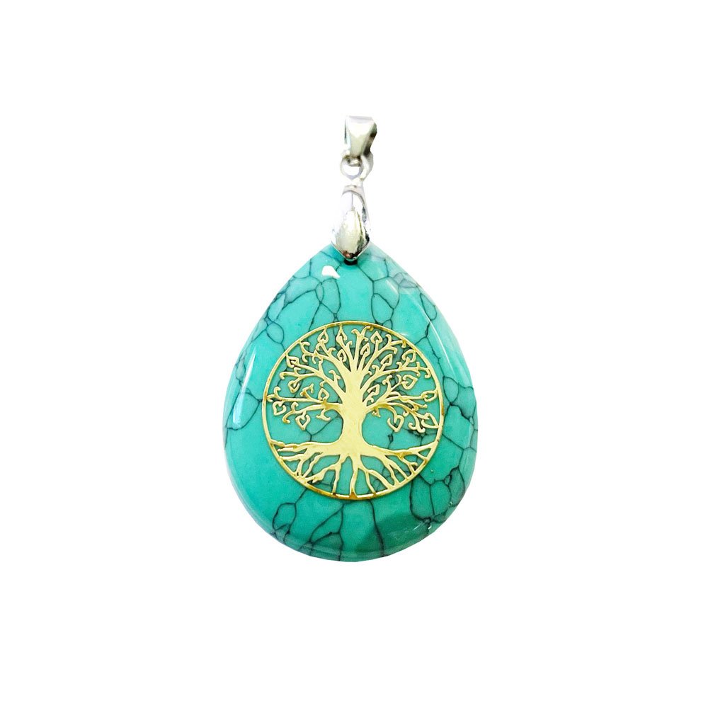 Pendentif Turquoise stabilisée Goutte Arbre de vie - Voile Vanessa